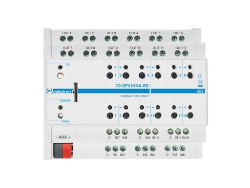 KNX universal actuator 12-way, 12 binary inputs, SD card