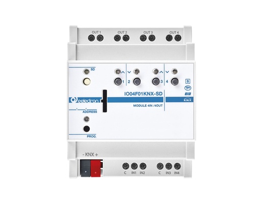 KNX Universal Actuator 4-way, 4 binary inputs, SD card