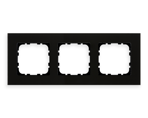 Glass frame 3 gang, for 55 mm systems, Black