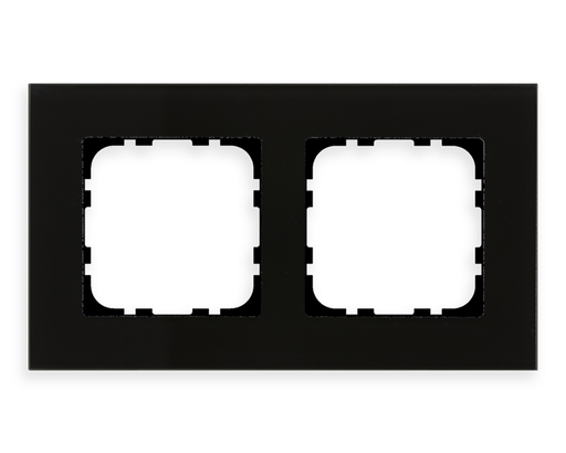 Glass frame 2 gang, for 55 mm systems, Black