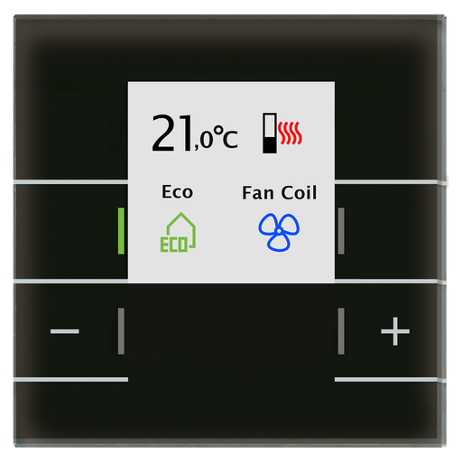 KNX Glas Room Temperature Controller Smart with colour display, Black