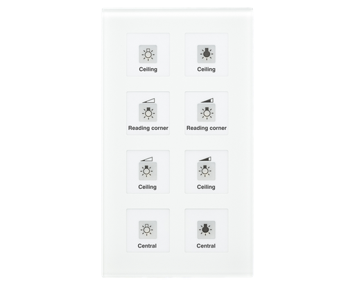 KNX Glass Push Button Plus 8 gang, White, with Temperature Sensor