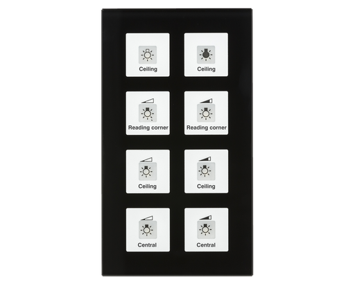 KNX Glass Push Button Plus 8 gang, Black, with Temperature Sensor