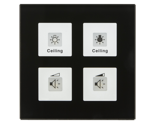 KNX Glass Push Button Plus 4 gang, Black, with Temperature Sensor