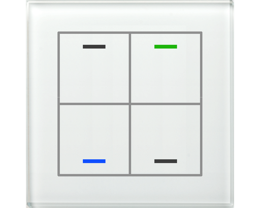 KNX Glass Push Button II Lite 4 gang, RGBW, neutral, with temperature sensor, White