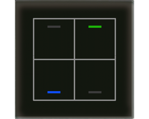 KNX Glass Push Button II Lite 4 gang, RGBW, neutral, Black