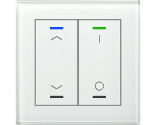 KNX Glass Push Button II Lite 2 gang, RGBW, blinds and switch, with temperature sensor, White
