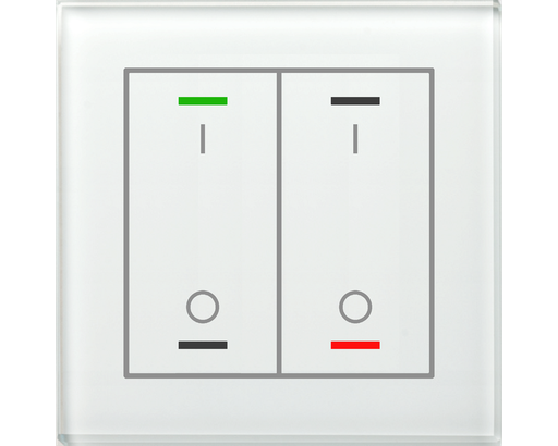 KNX Glass Push Button II Lite 2 gang, RGBW, switch, with temperature sensor, White