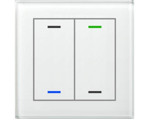 KNX Glass Push Button II Lite 2 gang, RGBW, neutral, with temperature sensor, White