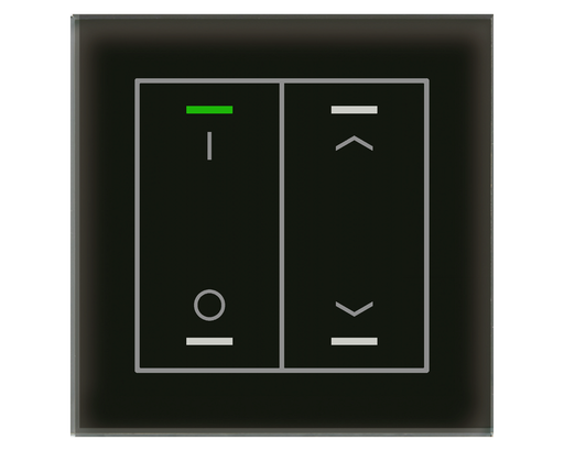 KNX Glass Push Button II Lite 2 gang, RGBW, switch and blinds, with temperature sensor, Black