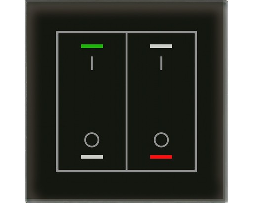 KNX Glass Push Button II Lite 2 gang, RGBW, switch, with temperature sensor, Black