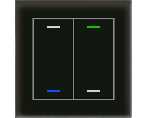 KNX Glass Push Button II Lite 2 gang, RGBW, neutral, with temperature sensor, Black