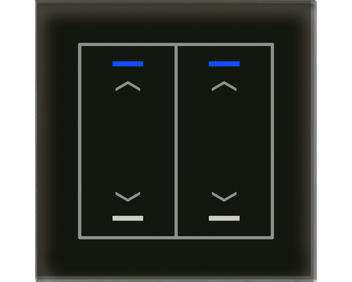 KNX Glass Push Button II Lite 2 gang, RGBW, blinds, Black