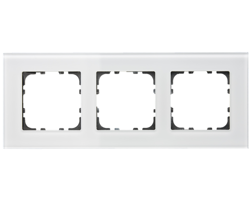 Glass frame 3 gang, for 55 mm systems, White