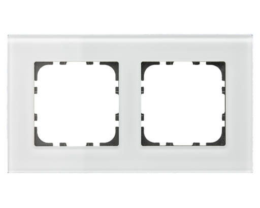 Glass frame 2 gang, for 55 mm systems, White