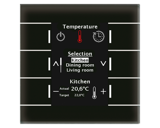 KNX Glass Central Operation Unit Smart with colour display, Black