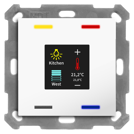 KNX Push Button Smart 55 4 gang, with colour display and T-/H-sensor, White glossy finish