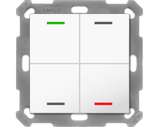KNX Push Button Lite 55 4 gang, RGBW, neutral, with temperature sensor, White glossy finish
