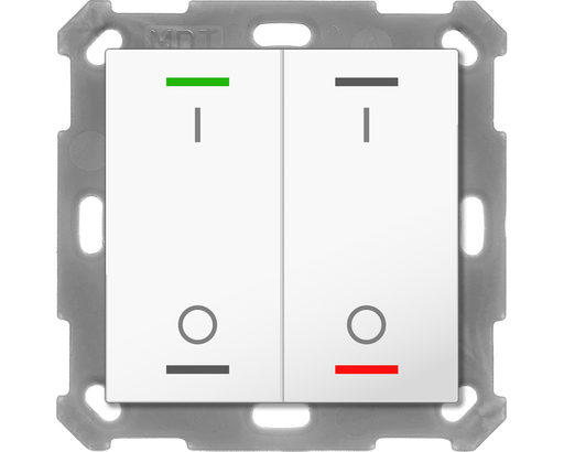 KNX Push Button Lite 55 2 gang, RGBW, switch, with temperature sensor, White glossy finish