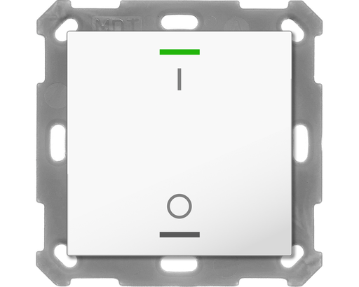 KNX Push Button Lite 55 1 gang, RGBW, switch, with temperature sensor, White glossy finish