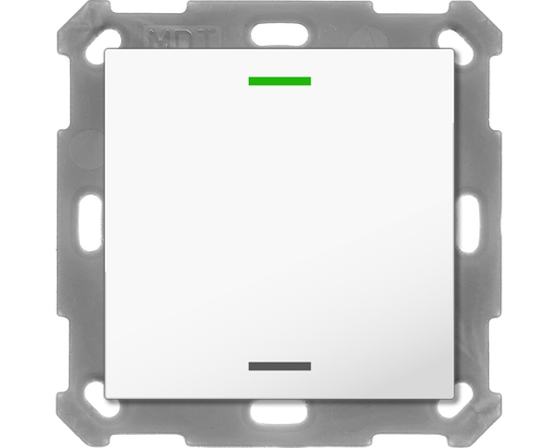 KNX Push Button Lite 55 1 gang, RGBW, neutral, with temperature sensor, White glossy finish